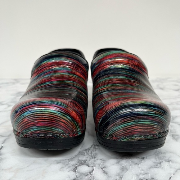 Dansko Pro XP Multi-Colored Striped Patent Leather Clogs Size 5.5/6 - Picture 2 of 12